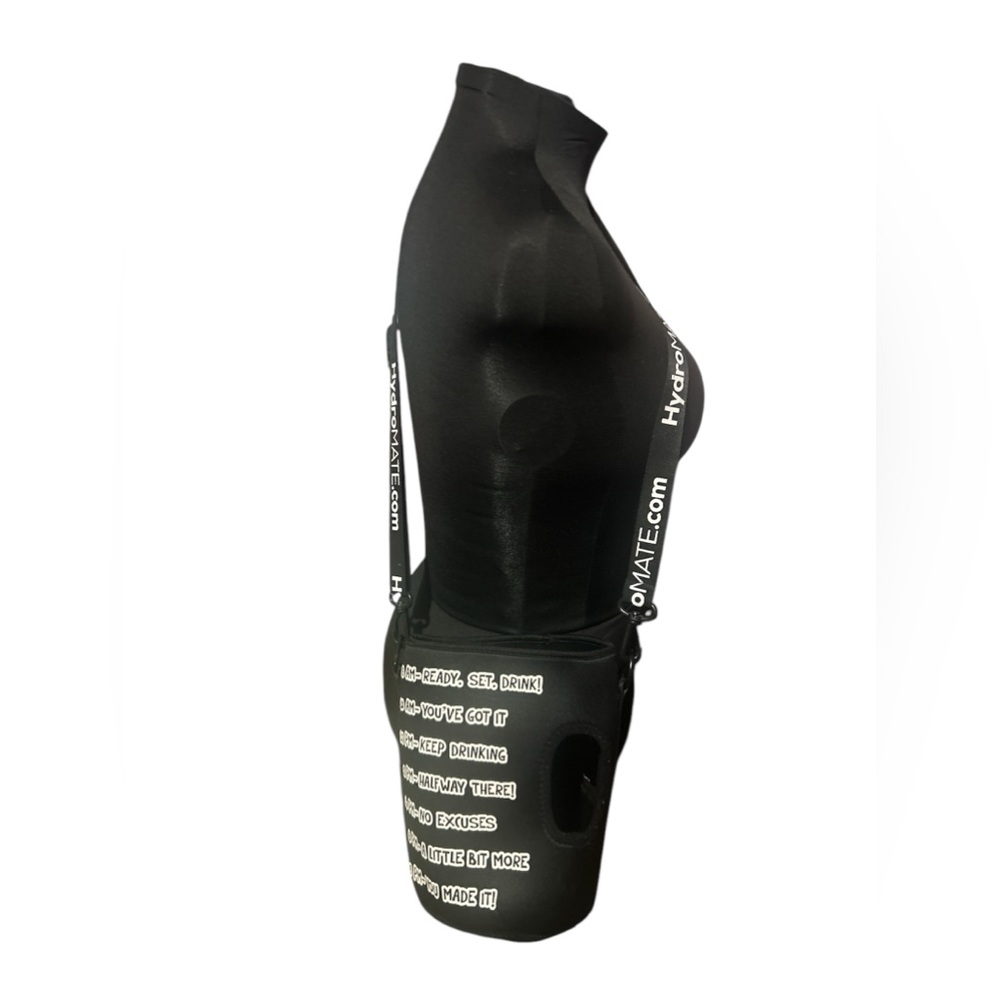 Hydrojug crossbody sleeve black with vinyl drinking schedule